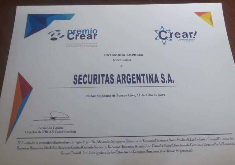 Securitas Argentina recibió el Premio CREAR
