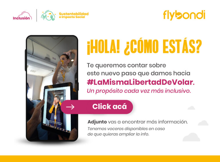 Hacia un viaje más inclusivo: Flybondi disponibiliza toda la información de vuelo en lengua de señas